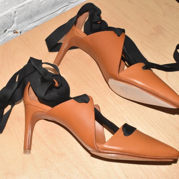 NWOT Ulla Johnson Soft Brown Leather Pointy Toe High Heels Size 6 - Picture 5 of 9